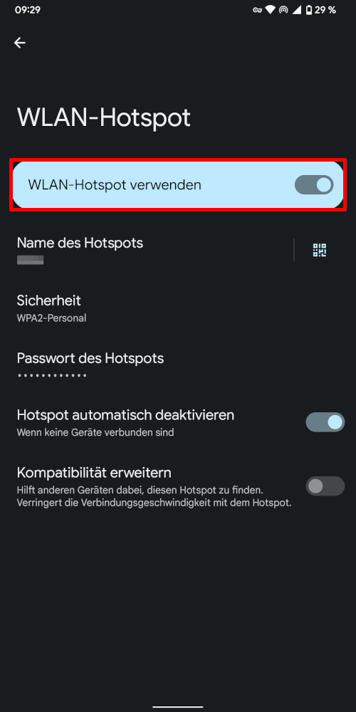 Screenshot: WLAN-Hotspot