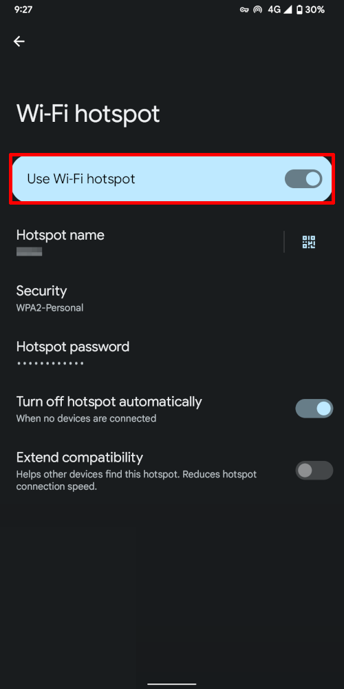 Screenshot: Wi-Fi hotspot