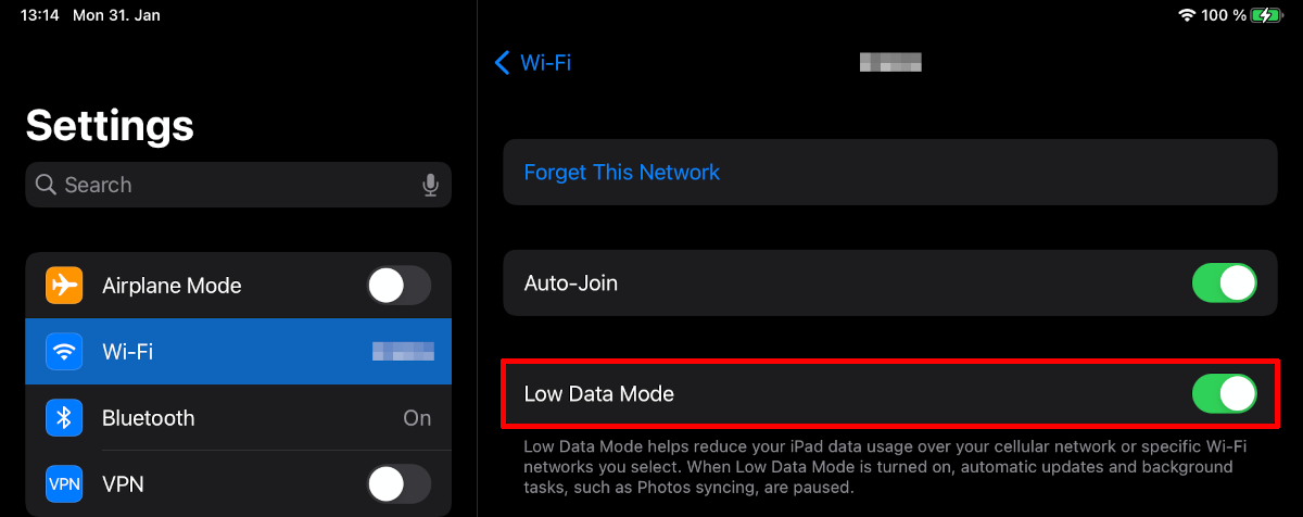 Screenshot: Network details